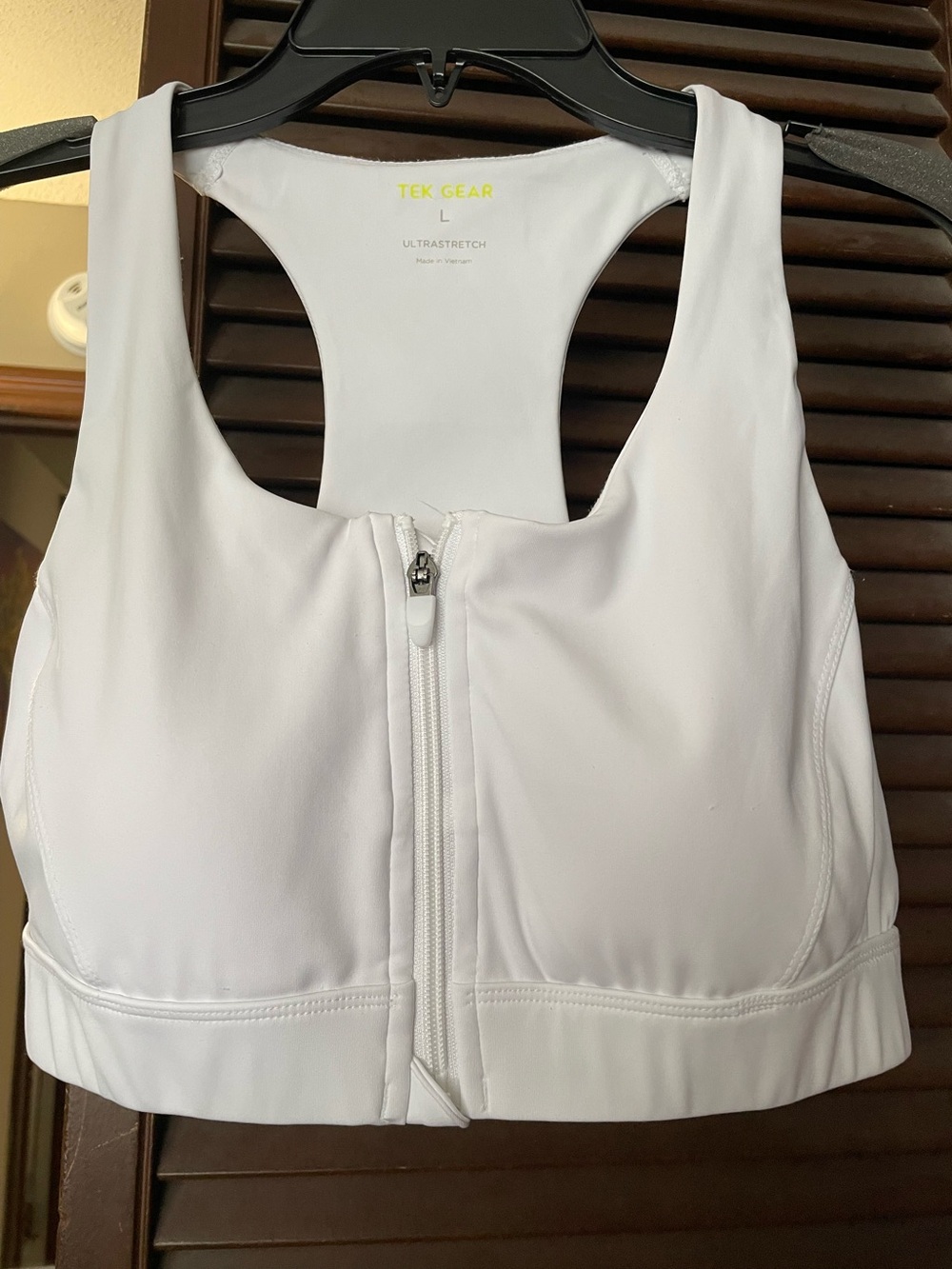 Kohl's Tek Gear White Front-Zip Racerback Sports Bra